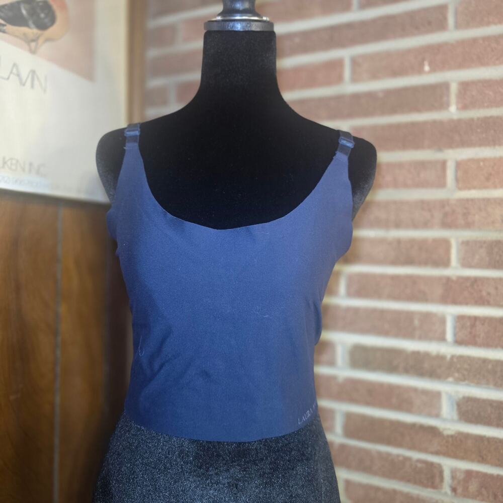 Laura Ashley Plus Size 3X Navy Blue Active Scoop Neck Bralette Crop Tank